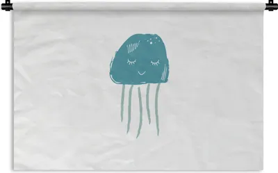 Produktbild von MuchoWow® Wandteppich Wandbehang Qualle - Meer - Blau - Aquarell 60x40 cm Tapisserie Dekoration Wandtuch - Wanddekorationen
