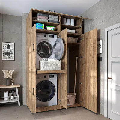 Produktbild von Roomart DORA-I Waschmaschinen-Überbauschrank 130 cm breit, Eiche