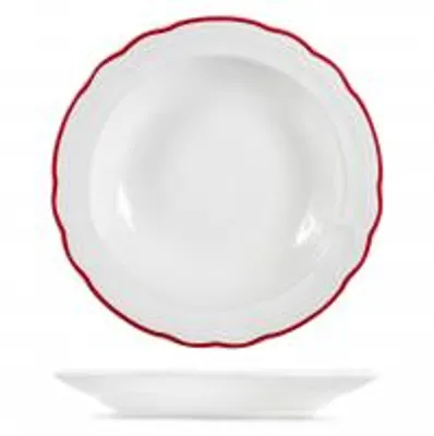 Immagine prodotto di H&H Set 6 piatti fondi Giada con bordo festonato rosso cm 20