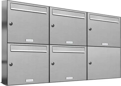 Produktbild von 5er V2A Edelstahl Wandbriefkasten Anlage 5 Fach Briefkasten Postkasten
