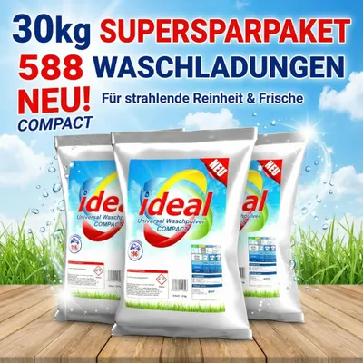 Produktbild von 30kg ( 3 x 10Kg ) ideal Universal Waschpulver COMPACT / 588 Waschladungen