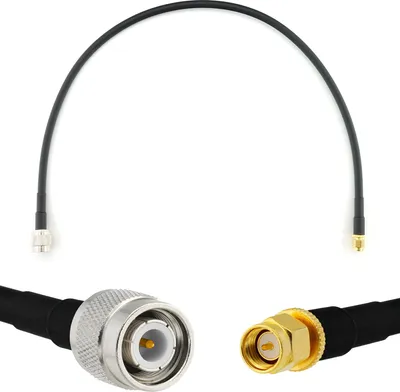 Zdjęcie produktu dla kabel koncentryczny TNC męski na SMA męski 50 cm - Przedłużacz TNC SMA HF-240 (odpowiednik LMR 240) 0,5-metrowy kabel połączeniowy (50 Ohm) - Czarny kabel antenowy do radia HAM CB Radio Antena WIFI