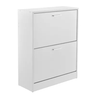 Produktbild von In And OutdoorMatch Schuhschrank Ulises - Mit 2 Falttüren und 4 Fächern - 63 x 24 x 81 cm - Weiß - Holz - Modernes Design
