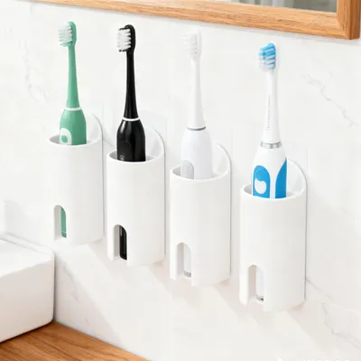 Produktbild von Elektrischer Zahnbürstenhalter 4er Set, Wand befestigter Zahnbürstenhalter, Elektrische Zahnbürsten Halterung, Zahnbürstenhalter Selbstklebend für Wand Zum Aufhängen Badezimmer Küche Wohnzimmer Büro