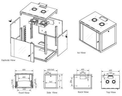 Image de Digitus DN-19 12-U DIGITUS Wandgehäuse     Unique  12HE 643x600x450mm   grau