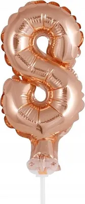 Immagine prodotto di Decorazione per torte: mini palloncino in foil oro rosa con il numero 8