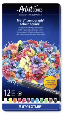 Produktbild von STAEDTLER Mars Lumograph 104 wasservermalbarer Farbstift Metalletui mit 12 Farben
