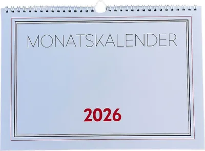 Produktbild von 2026 ADINA Monatskalender A4quer 1S/1Monat mit Ringbindung Aufhängung
