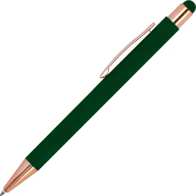 Produktbild von Touchpen Kugelschreiber / aus Metall / Farbe: rosegold-dunkelgrün