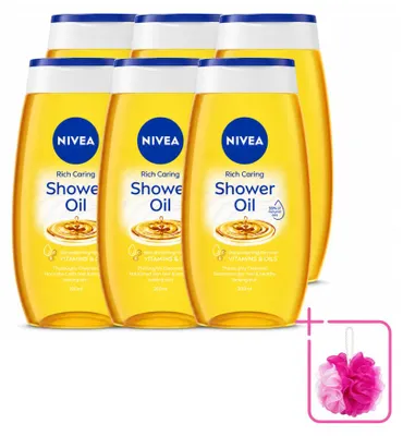 Imagen del producto de 6 unidades de aceite de ducha NIVEA Natural, 200 ml cada uno, pack ahorro