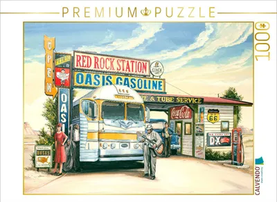 Produktbild von CALVENDO Puzzle Bus Station in Amerika 1950er Jahre | 1000 Teile Lege-Größe 64x48cm Foto-Puzzle für glückliche Stunden