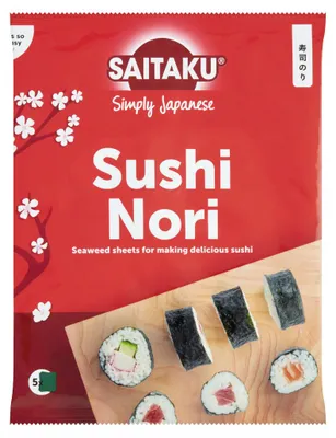 Produktbild von Saitaku Sushi Nori Blätter Getrocknete Rotalgen Packung 14g