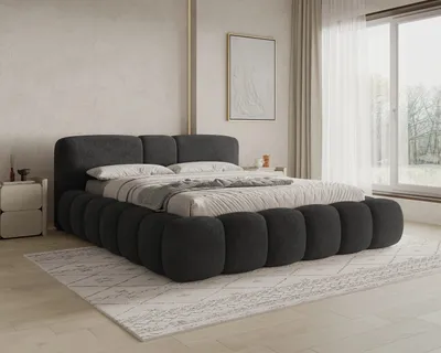 Produktbild von Chilly Möbel Design Bett Bianco - Komfort Polsterbett mit Bettkasten, Metallrahmen, Stauraum und gepolstertem Kopfteil 140x200 cm / Monte / Schwarz