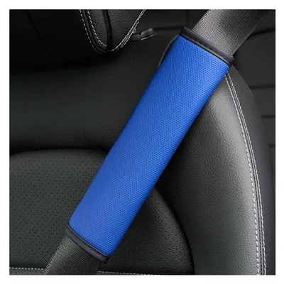 Obrázek produktu pro Polštářky na ramenní popruh bezpečnostního pásu, 2 kusy, vzhled kůže, modré barvy, vhodné pro auto, nákladní vozidlo, batoh