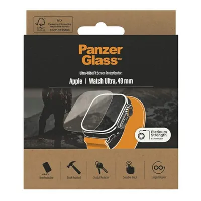 Zdjęcie produktu dla PanzerGlass ® Screen Protector Apple Watch Ultra 2 | Ultra | 49 mm, Apple, Apple - Watch Ultra 49mm, Aplikacja na sucho, Odporny na zadrapania, Odporny na wstrząsy, Przezroczysty, 1 szt.