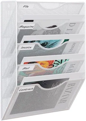 Produktbild von Wandhalter für Papier - 5 Fächer - Weiss - Büro-Organizer - Wandmontage