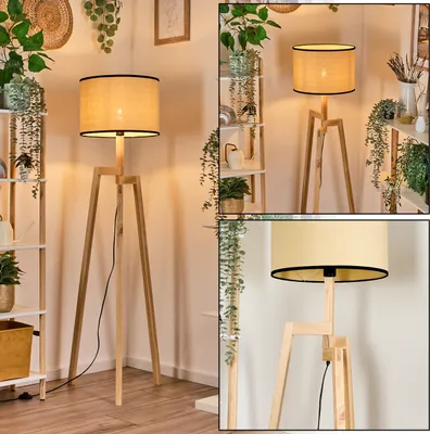 Produktbild von Tamarispa Stehlampe aus Holz/Papiergeflecht in Schwarz/Beige