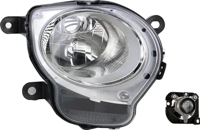 Productafbeelding van Koplamp geschikt voor Fiat 500, type 312, bouwjaar 10/2007-06/2015, H1, rechts, inclusief mistlamp, artikelnummers: 51786771, 51822888, 51786773. Johns
