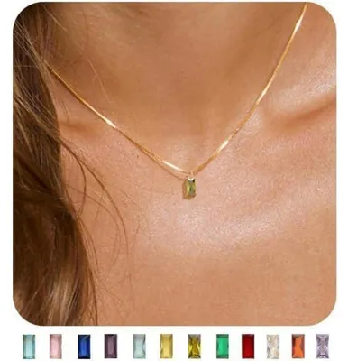 Productafbeelding van Gouden ketting voor dames, 14 karaat verguld, 925 sterling zilver met een hanger met geboortesteen, lengte 40+7 cm, kleur goud