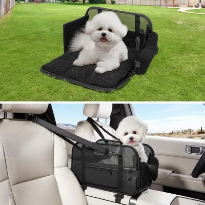 Image de Siège auto pour chiens et chats de petite taille, sac de transport jusqu'à 6 kg, couleur noire