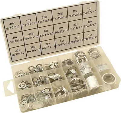 Produktbild von Aluminium Dichtringe Set 450 tlg. / 18 Größen / Öl Ablass-Schrauben / Alu-Ringe