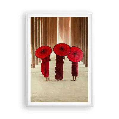 Produktbild von Gerahmtes Poster - Weißer Rahmen - Bhutan Regenschirm Rot - 70x100 cm - Wand Bild - Wanddeko - Wandbilder - Kunstposter - Wandposter - Bilderrahmen - Bilder - Kunstdruck - Wandbild - P2WPA70x100-4290