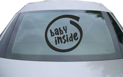 Produktbild von Indigos UG - Aufkleber Heckscheibe & Motorklappe DE2469 - schwarz - 600x599 mm - Baby inside - Auto Scheiben Fenster Heckklappe Tuning Racing JDM - Die cut