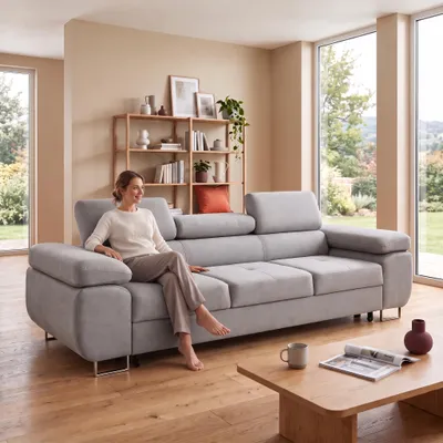 Produktbild von MUFFO 3-Sitzer-Sofa WILD mit Schlaffunktion 127x190 Velours Grau