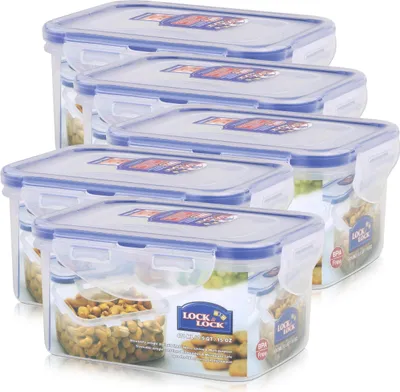 A set of Lock&Lock food storage containers.