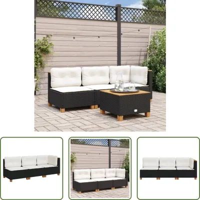 Zdjęcie produktu dla The Living Store Sofa ogrodowa z poduszkami 3-osobowa z czarnego polirattanu