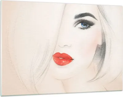 Produktbild von Bilder auf glas - Frau Gesicht Lippen - 120x80cm - Glasbilder - Wandbilder - Kunstdruck - zum Aufhängen bereit - Wanddekoration aus Glas - Glas Bilder - Wandbild auf Glas - Einteilig - GAA120x80-3860