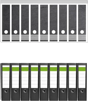 Produktbild von Wallario 9 Stück breite Ordner inkl. Klebeetiketten mit Motive Schwarze Schiefertafel Optik - Steintafel -  Set mit Rückenschildern / Ordnerrücken Stickern