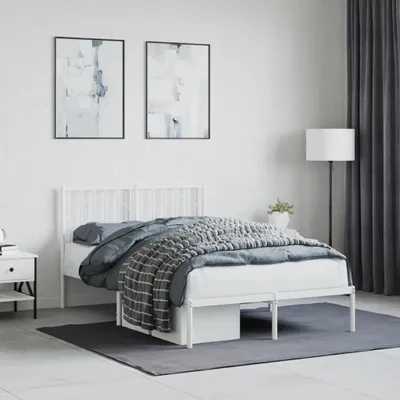 Image de Maison Exclusive - Cadre de lit avec tête de lit en métal blanc 120x200 cm
