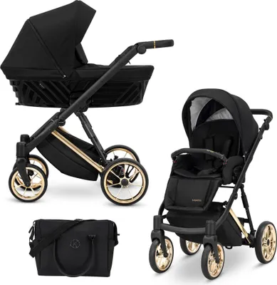 Produktbild von Kunert Ivento Premium 2in1 Kinderwagen mit Goldrahmen in Schwarz