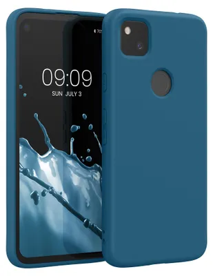 Produktbild von kwmobile Hülle kompatibel mit Google Pixel 4a Hülle - gummierte TPU Silikon Handyhülle - Schutzhülle für kabelloses Laden - Case in Petrol