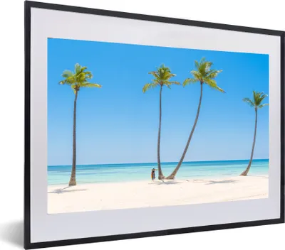 Produktbild von MuchoWow® MuchoWow® Gerahmtes Poster Meer - Palmen - Schatten 60x40 cm - Poster mit zchwarzem Bilderrahmen - Schlafzimmer - Plakat in Rahmen - Drucken