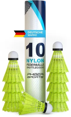 Image de Volant de badminton - Plumes en nylon - Jaune - Lot de 10 pièces