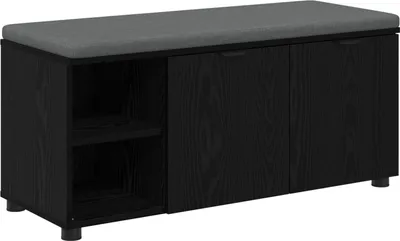 Obrázek produktu pro vidaXL Lavička do předsíně s polštářem a policí, černý dub, 100 x 38 x 46 cm