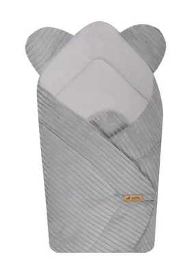 Produktbild von Babyhörnchen 100% Baumwolle Einschlagdecke geborene Grau, Kuschelweiche Wickeldecke Cord-Optik Unisex Erstausstattung Puckdecke