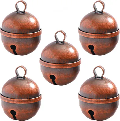 Produktbild von INF Set mit 5 Haustierhalsbandglocken Bronze Kupfer Charms Rot