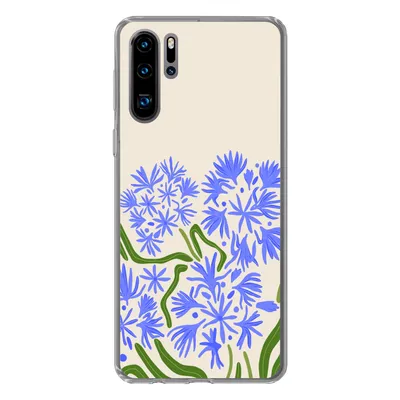 Produktbild von MuchoWow® Handyhülle Schutzhülle Hülle für Huawei P30 Pro Blume - Blau - Blatt - Einfach Silikon Softcase Handy Hülle - Schutzdeckel