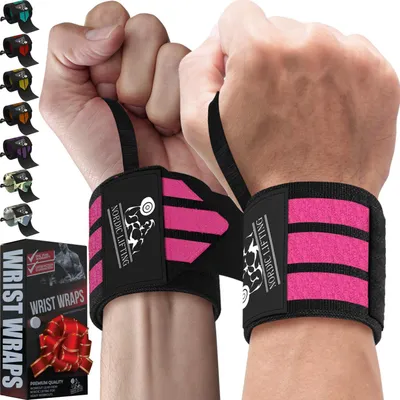 Immagine prodotto di Fasce per polso per sport di forza, colore rosa, dimensioni 3" x 14"
