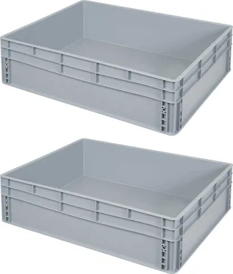 Produktbild von 2 Eurobehälter mit Griffleisten, LxBxH 800 x 600 x 220 mm, 87 Liter, grau