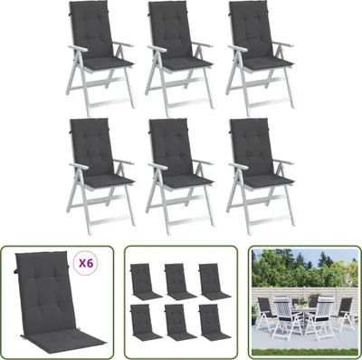 Image de The Living Store Coussins de chaise à haut dossier 6 pcs. Melange Anthracite 120x50x4 cm Tissu