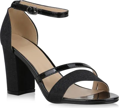 Produktbild von Giralin Damen Sandaletten Riemchensandaletten Glitzer Party High Heels 820555, Farbe: Schwarz, Größe: 36