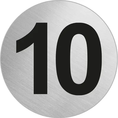 Produktbild von Türnummer Zimmernummer aus Edelstahl "10" Ø 60 mm selbstklebend