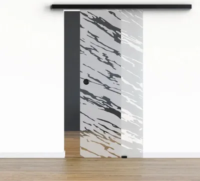 Produktbild von Pertura Glasschiebetür Komplettset Glera Vision 02 900x2050 mm Rechts inkl. Beschlag Selir Aluminium schwarz,Griffmusche