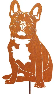 Immagine prodotto di Paletto da giardino a forma di Bulldog francese, in metallo, resistente alla ruggine, altezza 58 cm