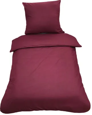 Produktbild von Bettwäsche 155x220 + 80x80 cm 100% Baumwolle Renforce Bordeaux Uni Einfarbig Garnitur Set