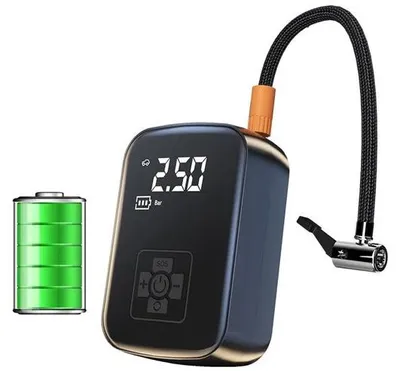 Image de Pompe à pneus électrique portable - 150 PSI - Sans fil - Écran numérique - 100 W - Arrêt automatique - 5 modes de gonflage - Éclairage - Compresseur pour voiture, vélo, ballon